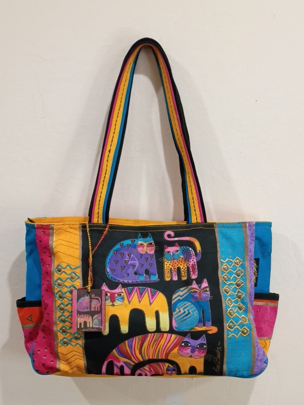 Laurel Burch 5 Cats Fantastic Felines Zippered Tote - NWOT
